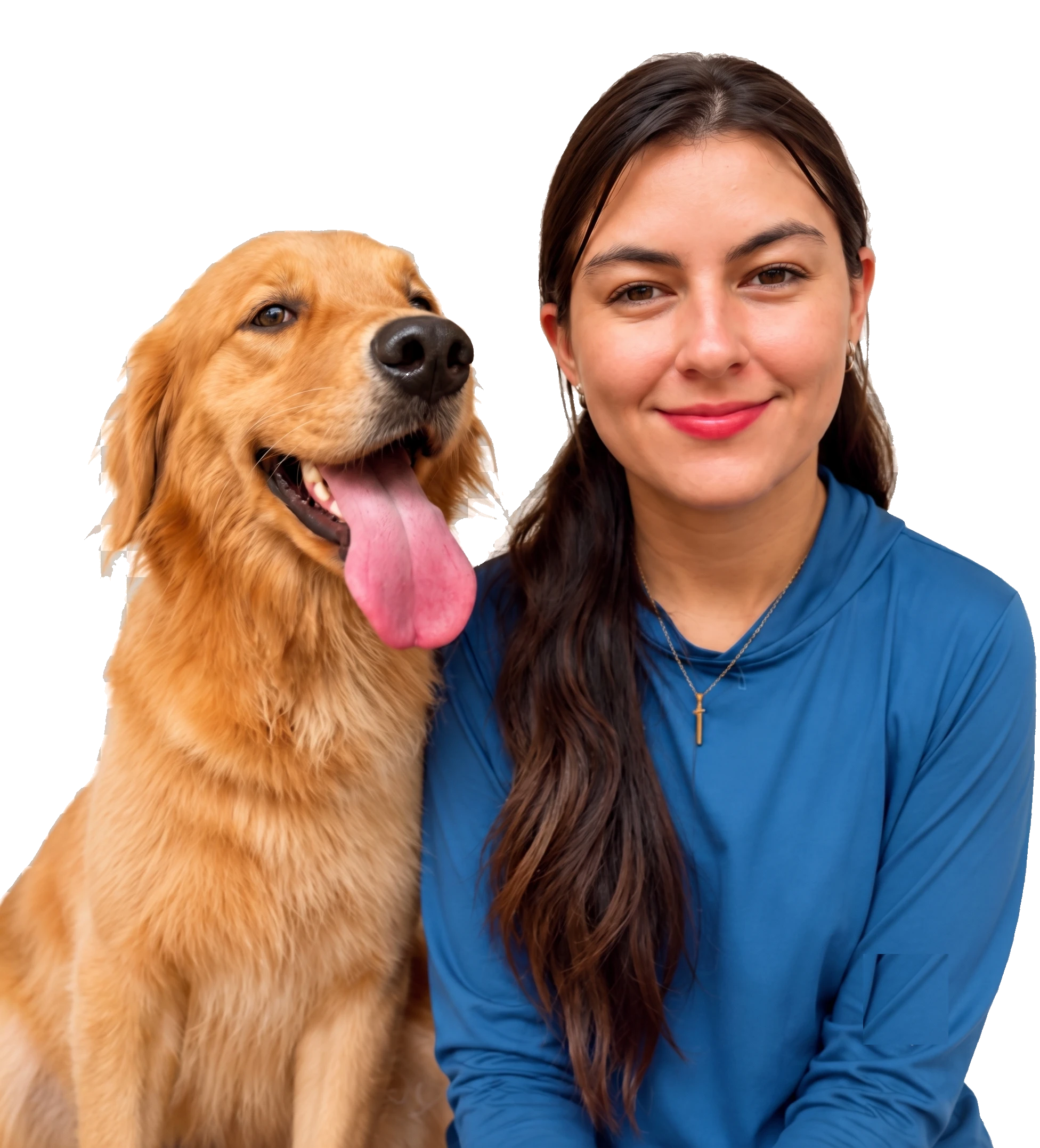 Sara Martins, adestradora do Espaço Cãopanheiro, com um golden retriever